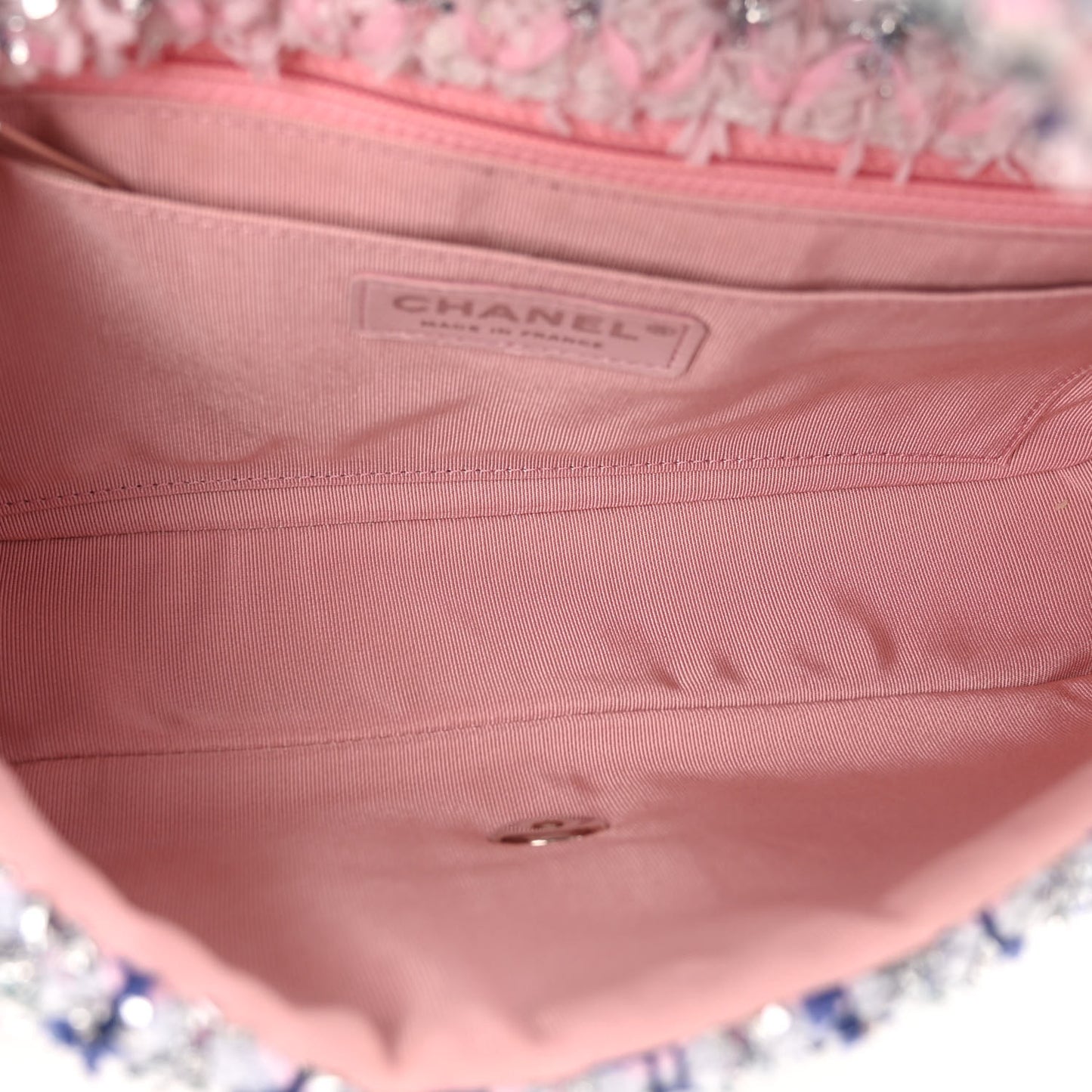 Tweed Medium Single Flap Pink