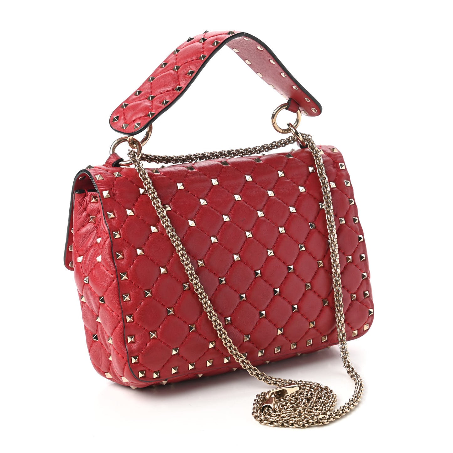 Nappa Medium Rockstud Spike Shoulder Bag Rosso Valentino