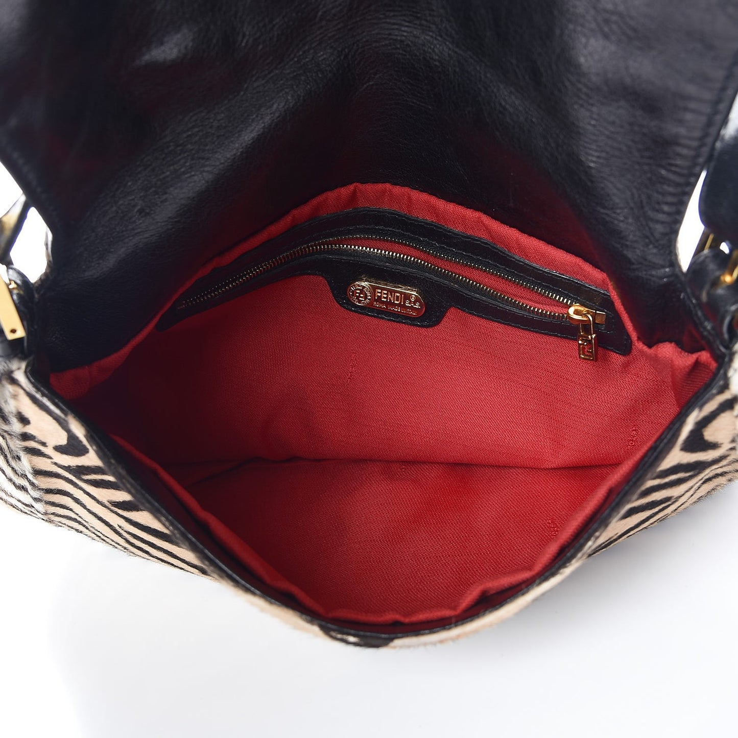 Calf Hair Zebra Print Mama Baguette Brown