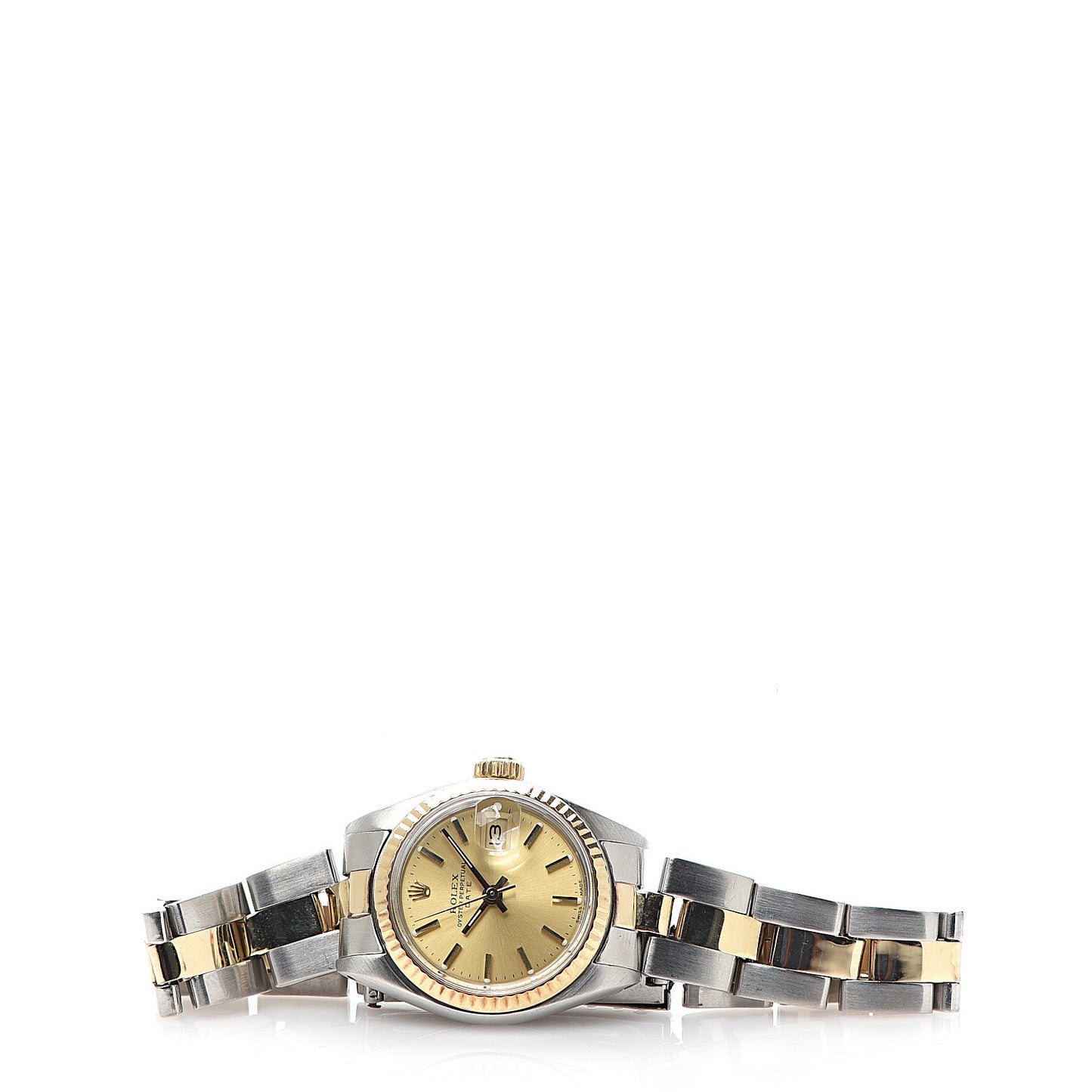 Stainless Steel 18K Yellow Gold 26mm Oyster Perpetual Date Watch Champagne 6917