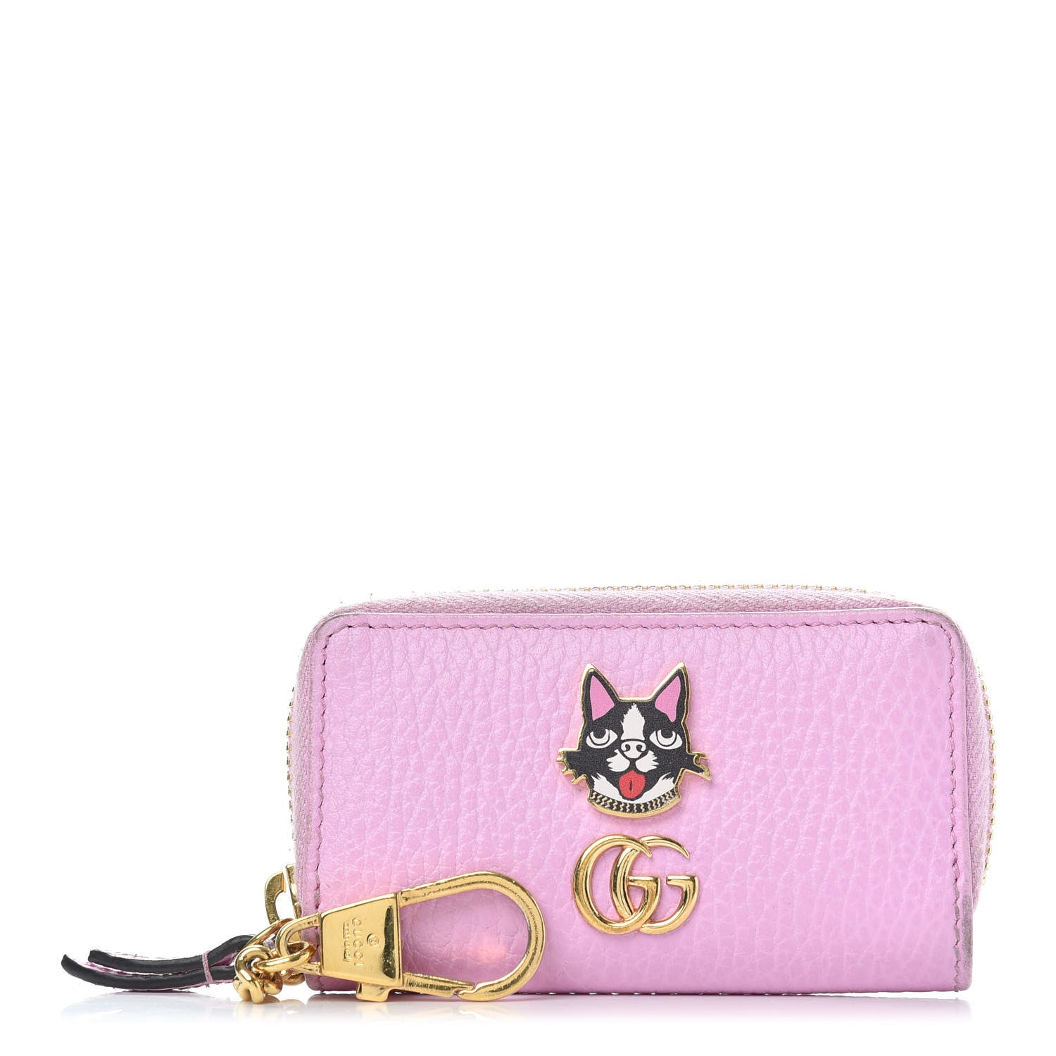 Gucci Dollar Calfskin Bosco Zip Around Key Case Malva 1 of 9