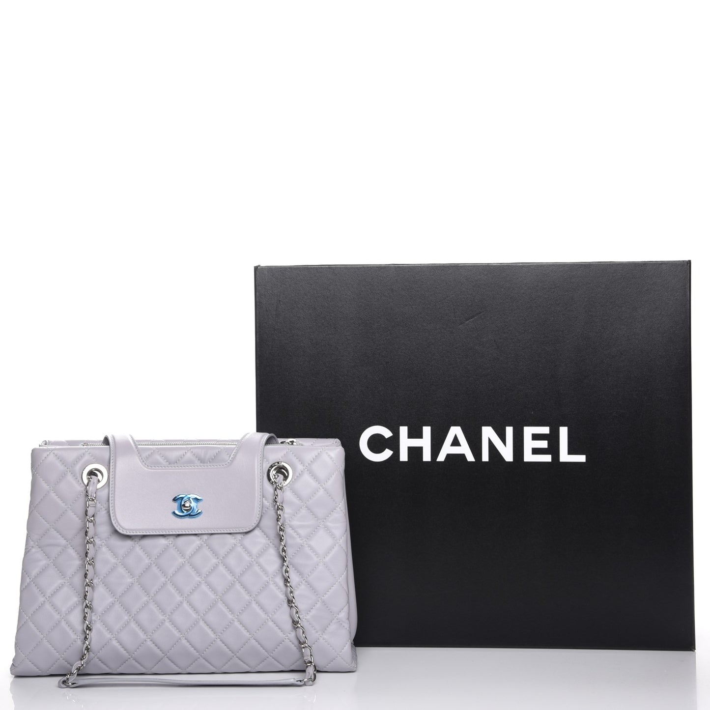 Lambskin Quilted By 3 Shopping Tote Light Grey