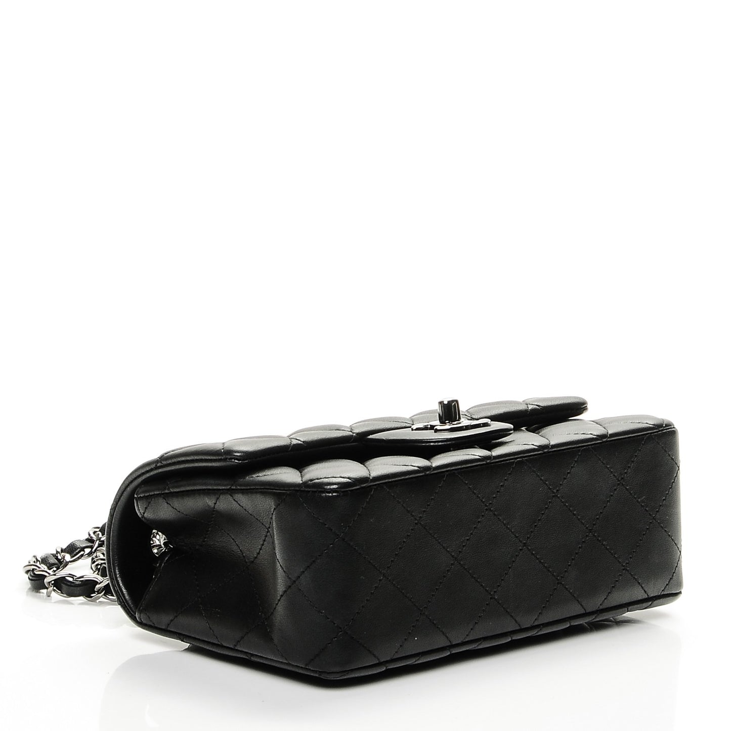 Lambskin Quilted Mini Rectangular Flap Black