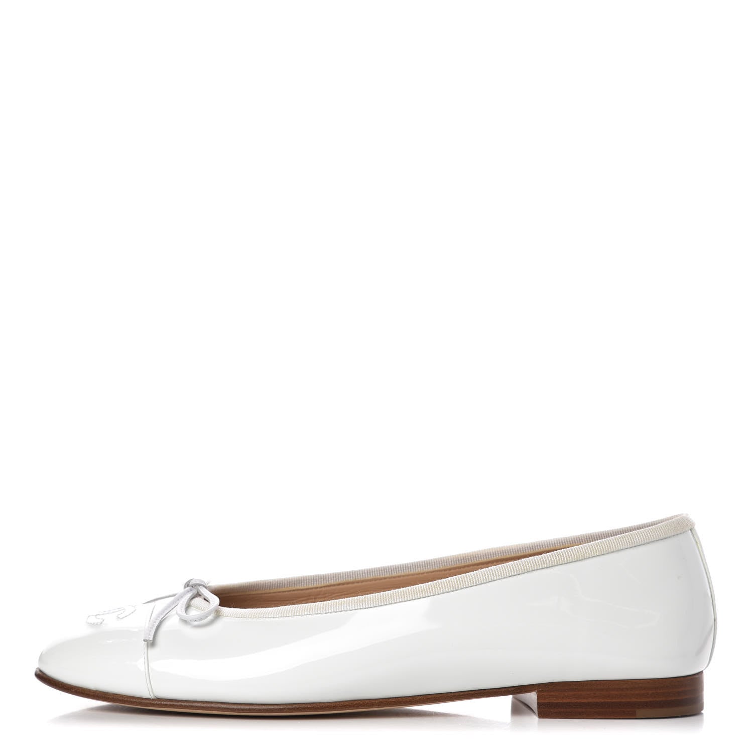 Chanel Patent CC Cap Toe Ballerina Flats 39.5 White 1 of 9