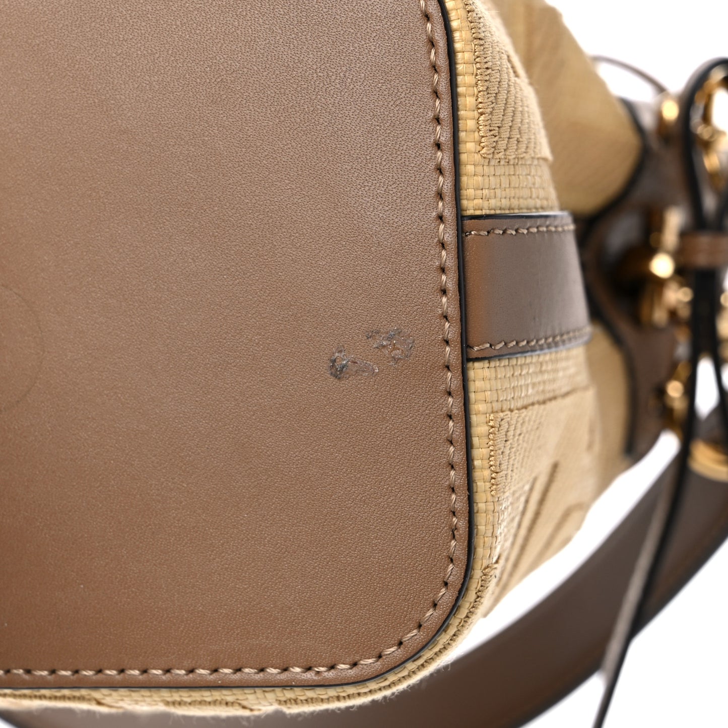 Raffia Vitello King Lucido F is Fendi FF Embroidered Mini Mon Tresor Bucket Bag Grano Sand