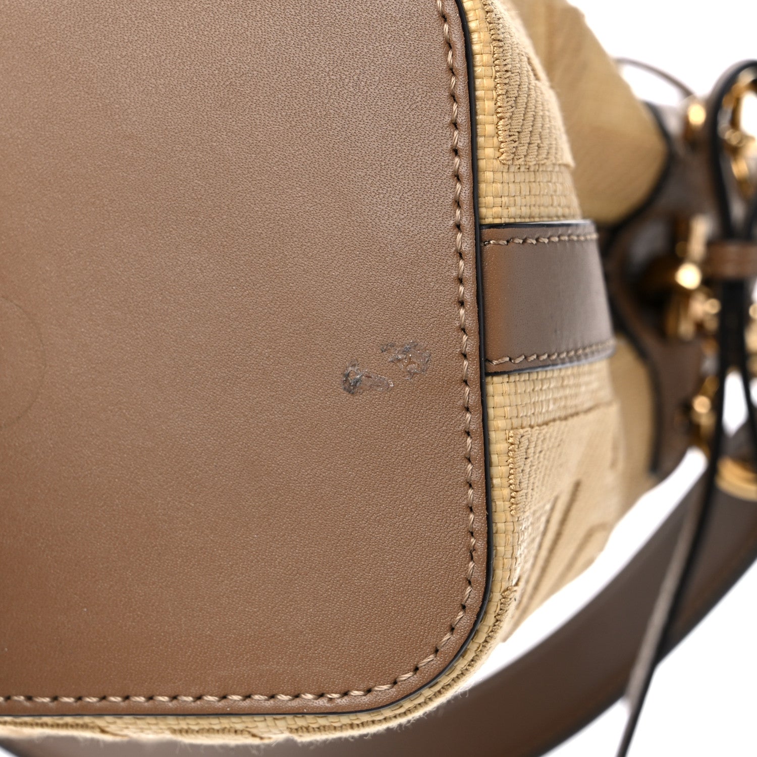 Fendi Raffia Vitello King Lucido F is Fendi FF Embroidered Mini Mon Tresor Bucket Bag Grano Sand 15 of 19