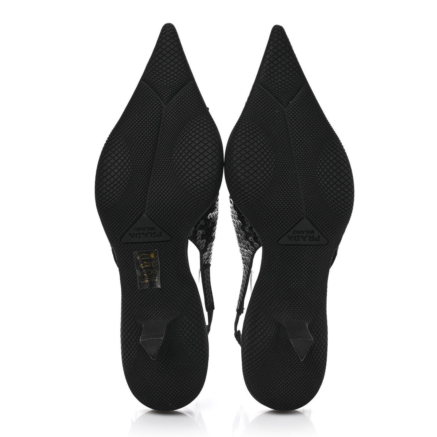 Paillettes Logo Pointed Toe Slingback 45mm Pumps 37.5 Black
