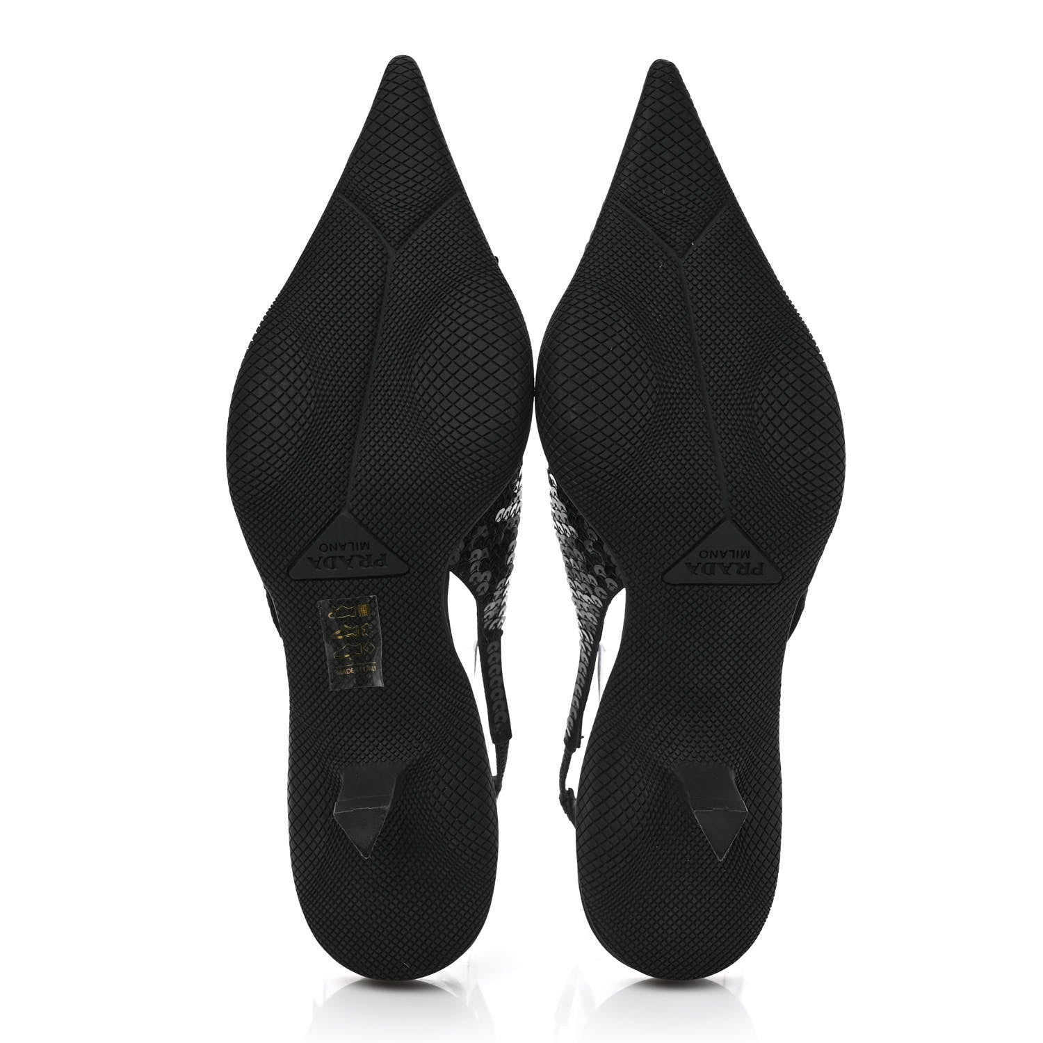 Prada Paillettes Logo Pointed Toe Slingback 45mm Pumps 37.5 Black 5 of 9