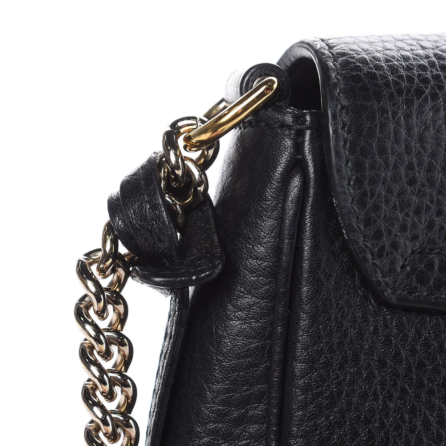 Pebbled Calfskin Small Soho Flap Crossbody Black