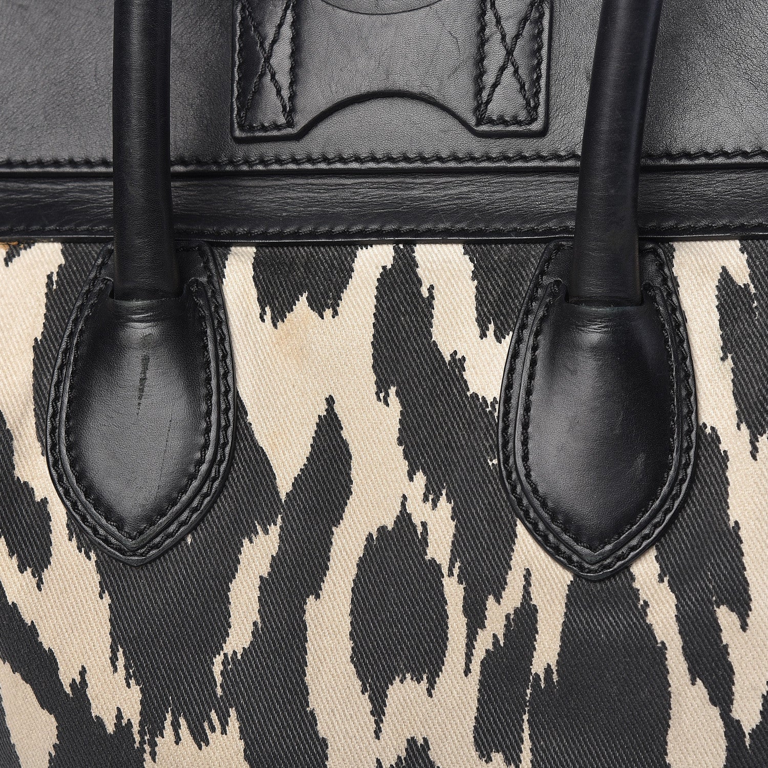 Celine Canvas Smooth Calfskin Leopard Print Mini Luggage Black 18 of 25