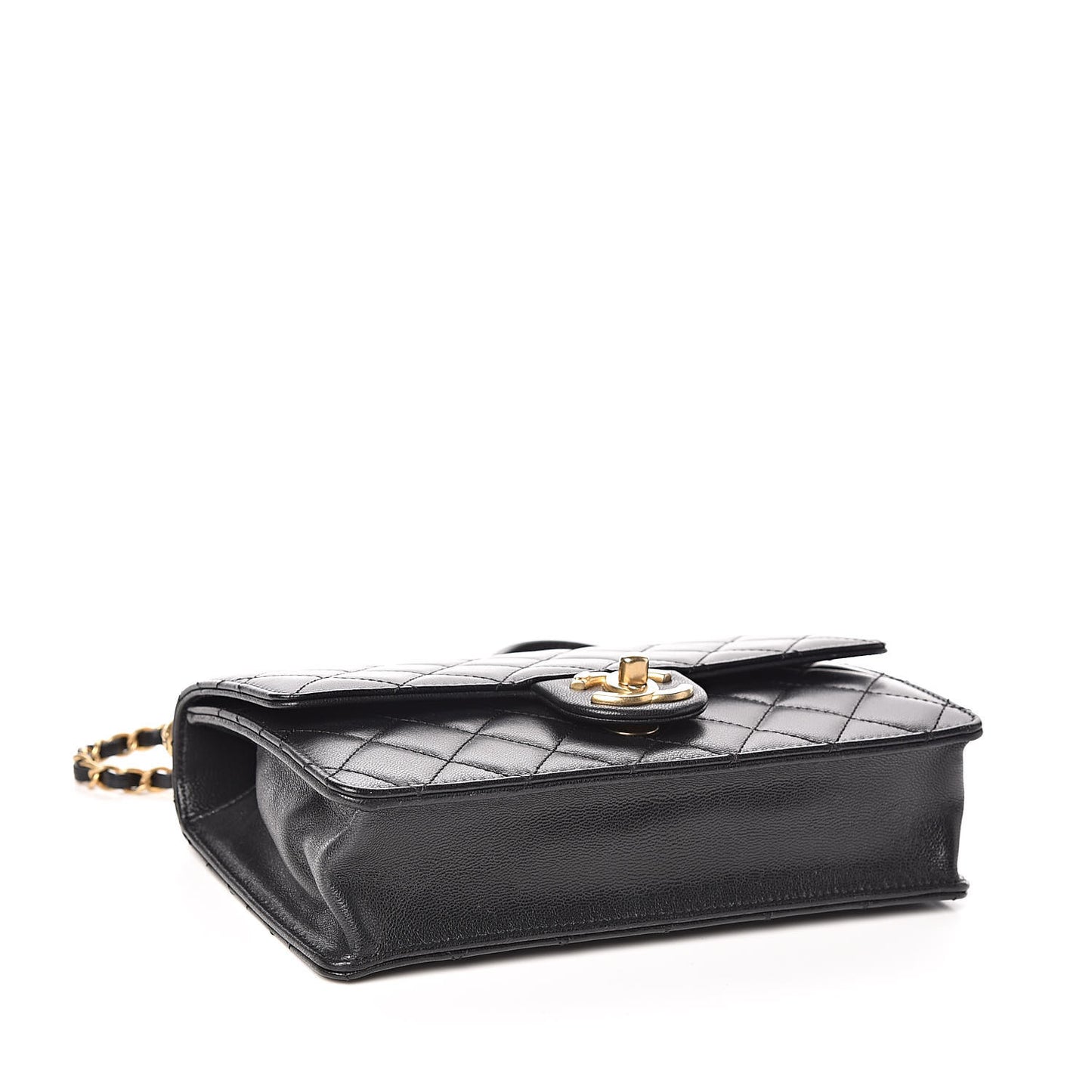 Lambskin Quilted Small Chic Pearls Flap Black