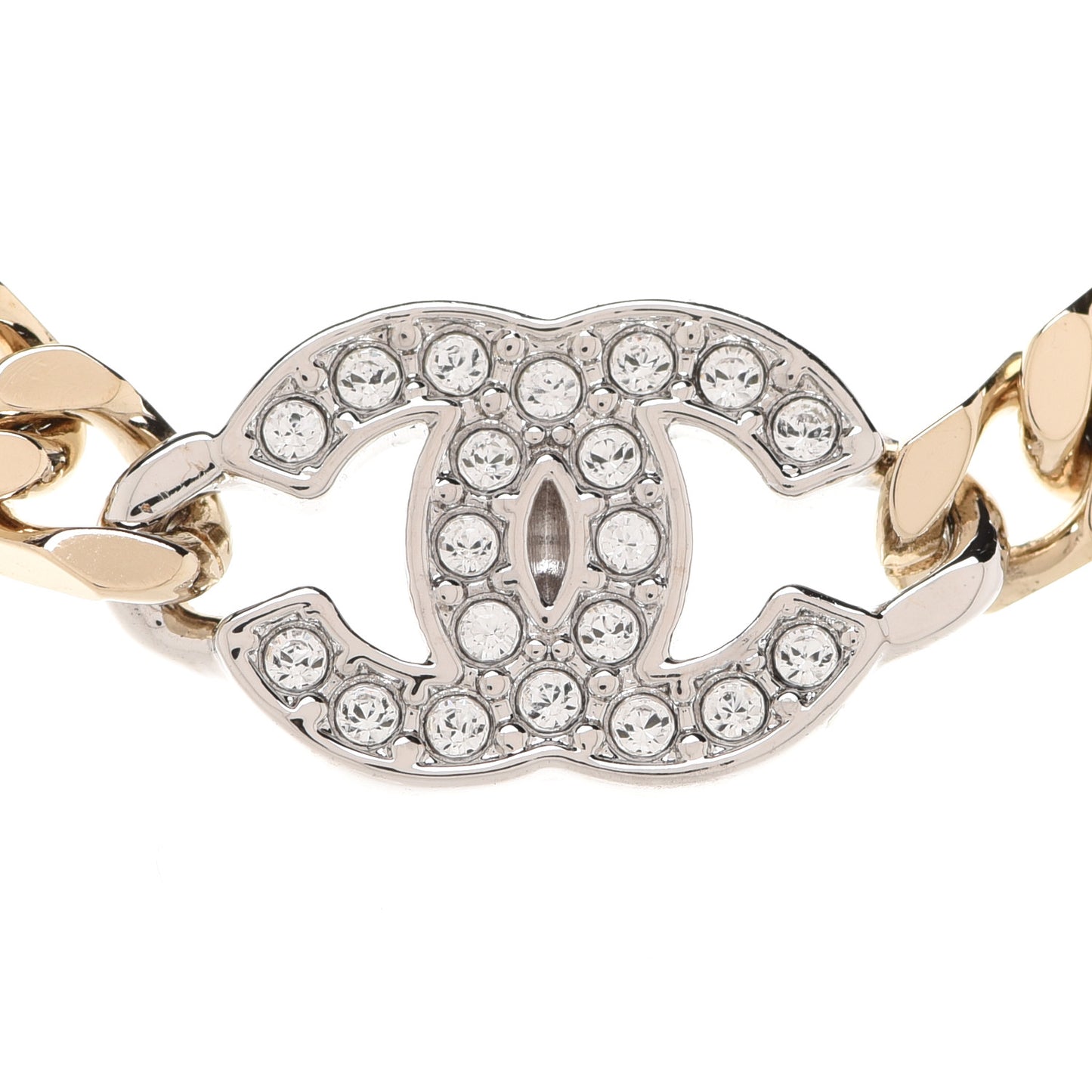 Crystal Chain CC Link Choker Gold Silver