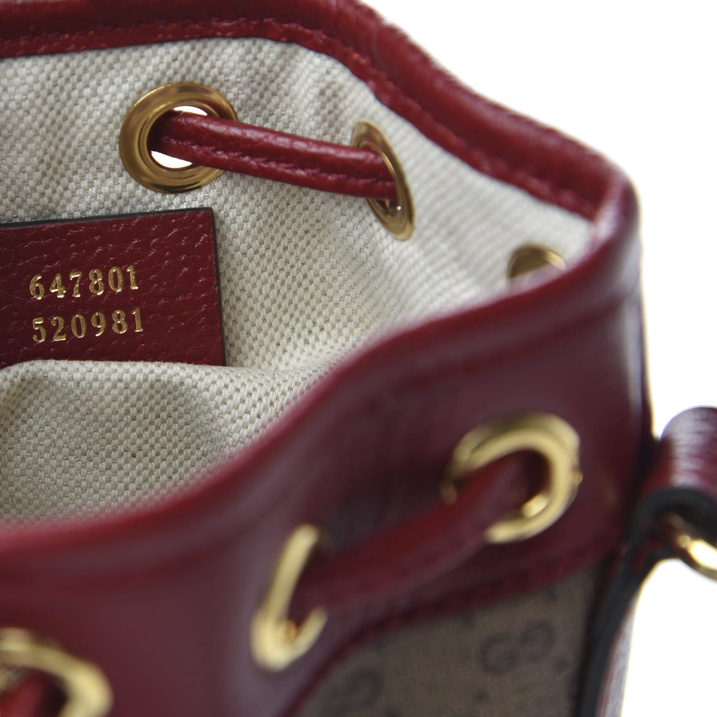 X DORAEMON Mini Vintage GG Supreme Monogram Textured Dollar Calfskin Mini Bucket Bag Beige Ebony Multicolor New Cherry Red
