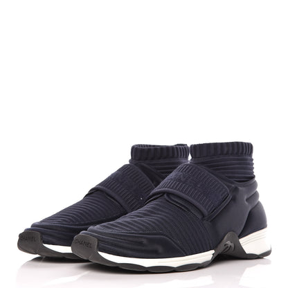 Chanel Stretch Fabric CC Sneakers 42 Blue 3 of 16