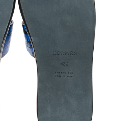 Hermes Calfskin Mens Peinture Fraiche Izmir Sandals 42.5 Bleu Electrique 13 of 16