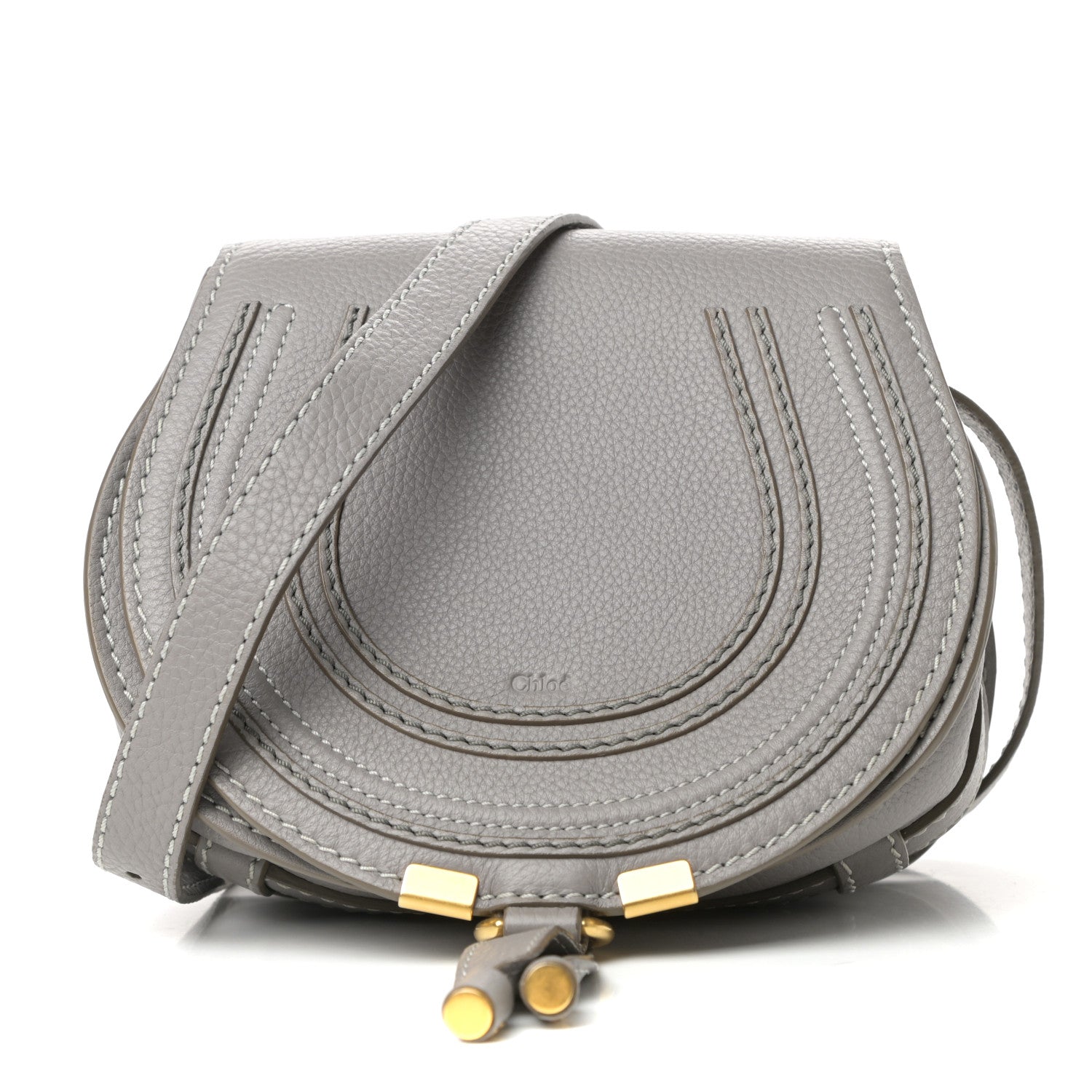 Chloe Calfskin Mini Marcie Round Crossbody Bag Cashmere Grey 1 of 9