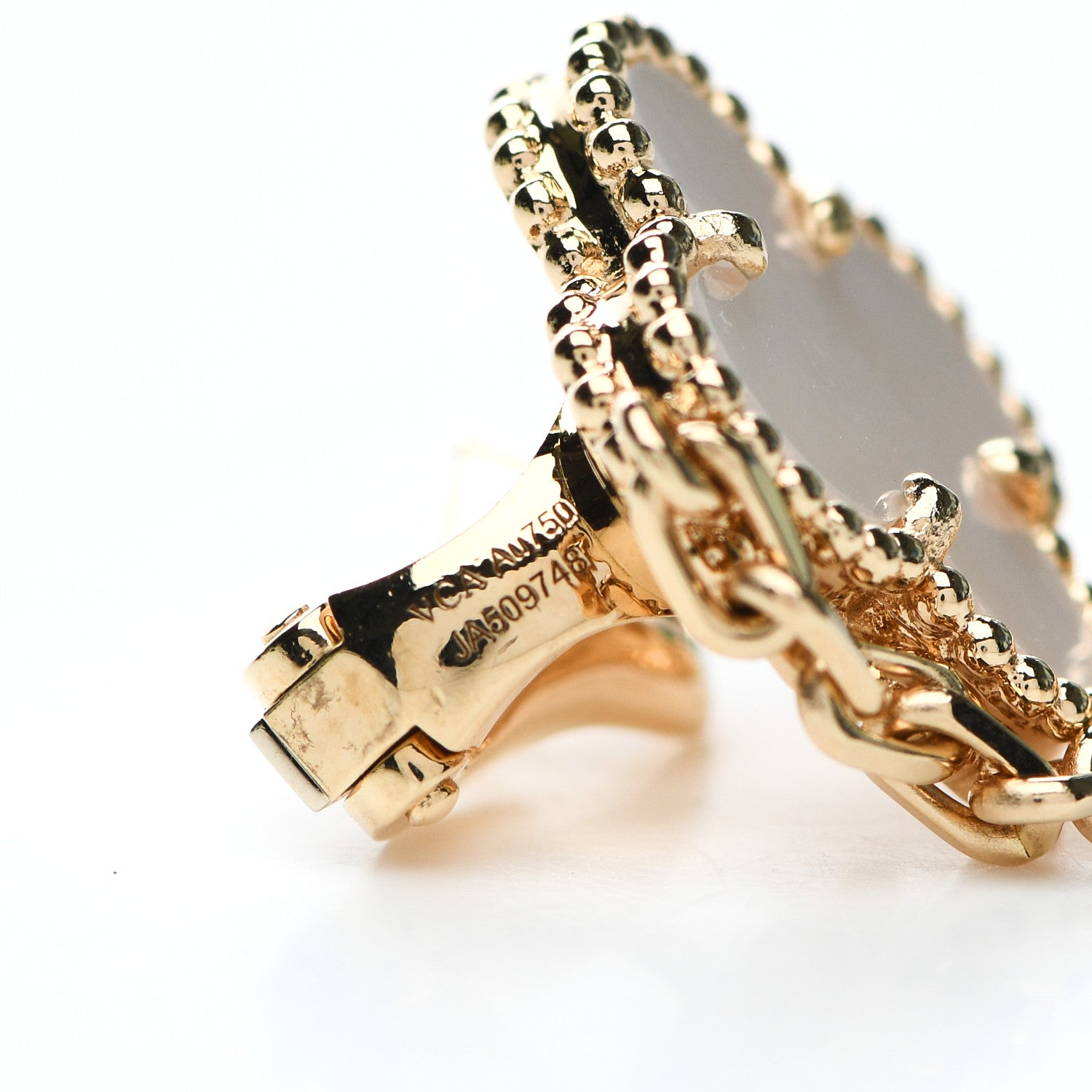 Van Cleef & Arpels 18K Yellow Gold Mother of Pearl 2 Motifs Magic Alhambra Earrings 4 of 5