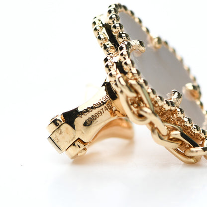 Van Cleef & Arpels 18K Yellow Gold Mother of Pearl 2 Motifs Magic Alhambra Earrings 4 of 5
