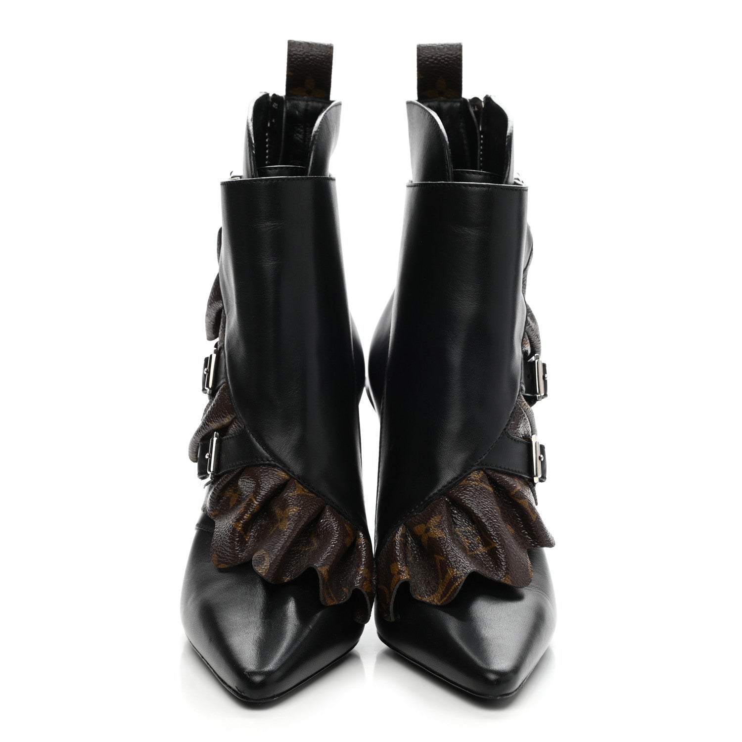 Louis Vuitton Calfskin Monogram Janet Ankle Boots 38 Black 2 of 8