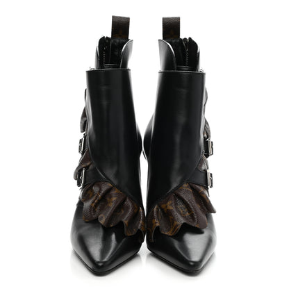 Louis Vuitton Calfskin Monogram Janet Ankle Boots 38 Black 2 of 8