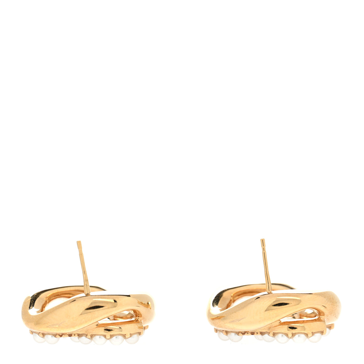 Crystal Pearl CC Earrings Gold