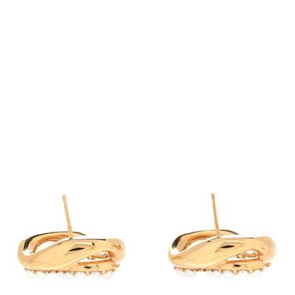 Chanel Crystal Pearl CC Earrings Gold 3 of 5