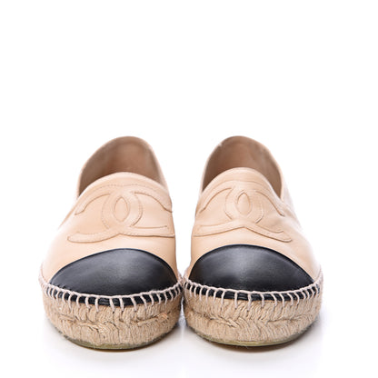 Chanel Lambskin CC Espadrilles 36 Beige Black 2 of 10