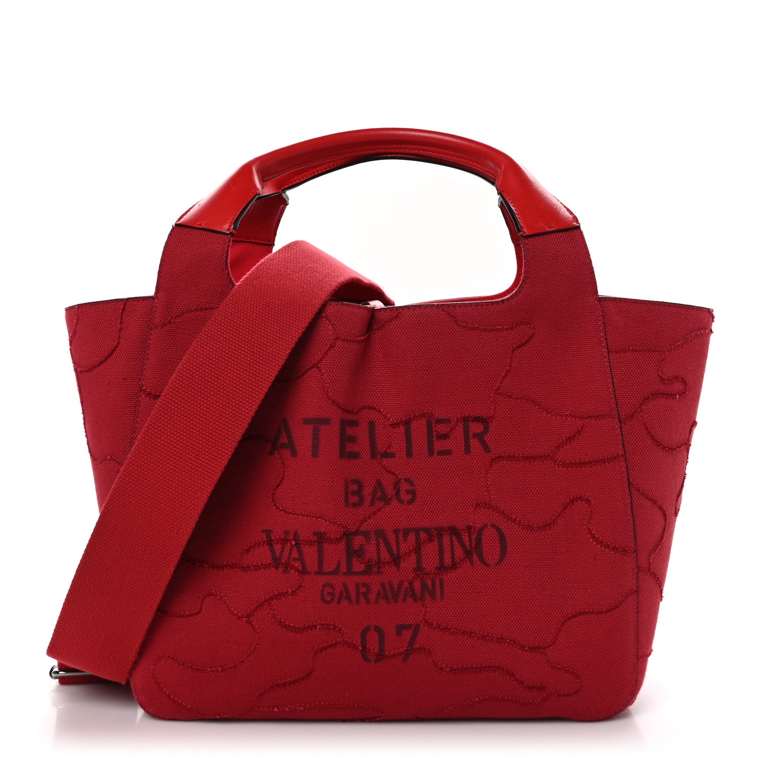 Valentino Garavani Canvas Atelier 07 Camouflage Edition Medium Tote Bag Red 1 of 10