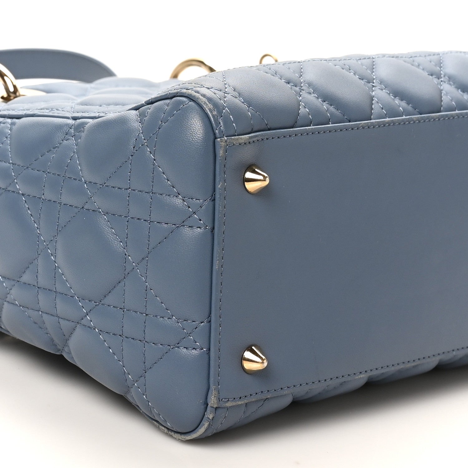 Christian Dior Lambskin Cannage Medium Lady Dior Denim Blue 9 of 12