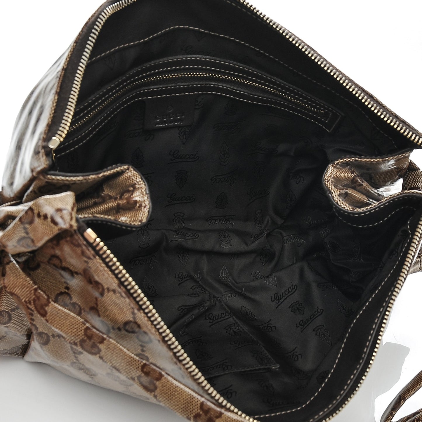 Crystal Monogram Large Hysteria Clutch Brown