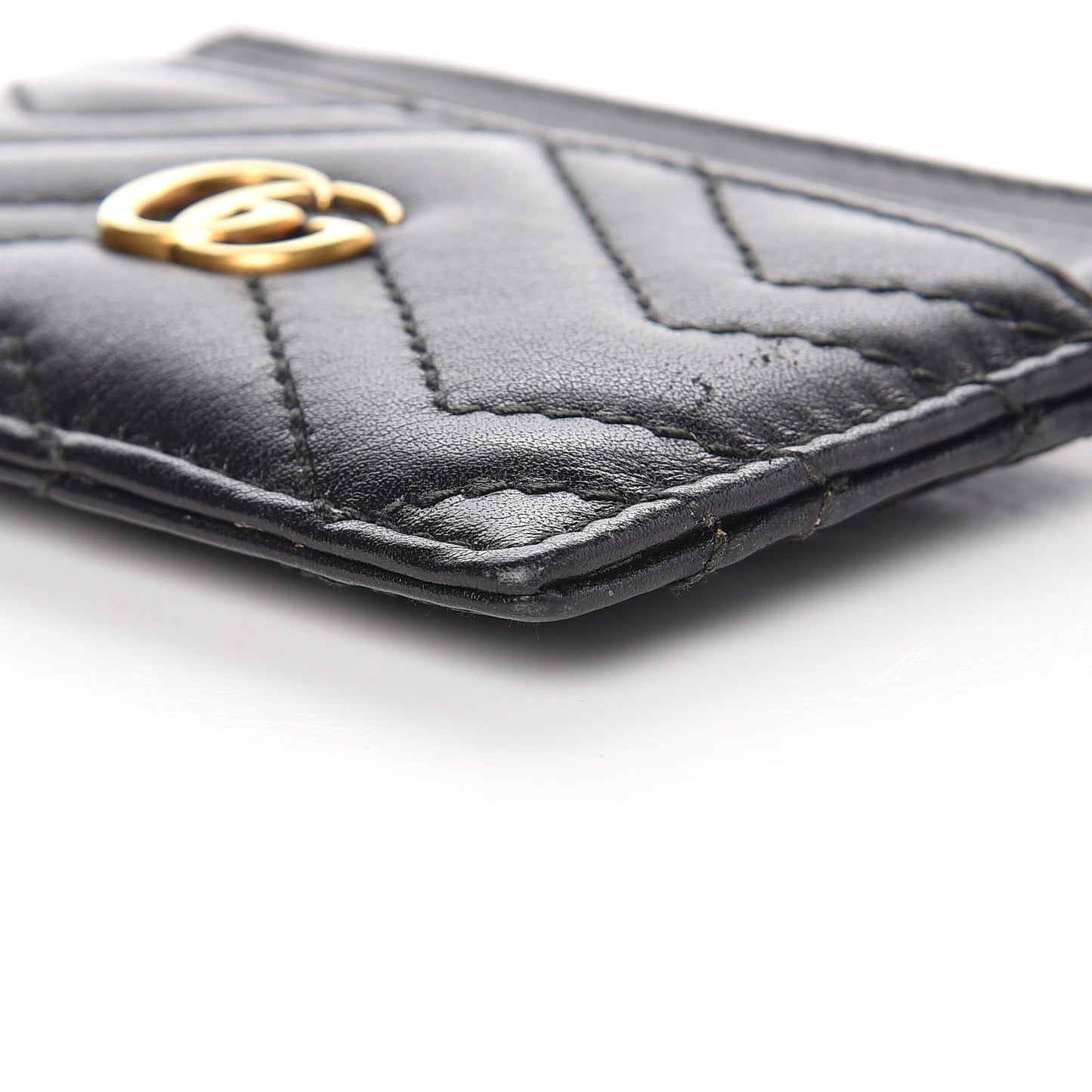Calfskin Matelasse GG Marmont Card Holder Black