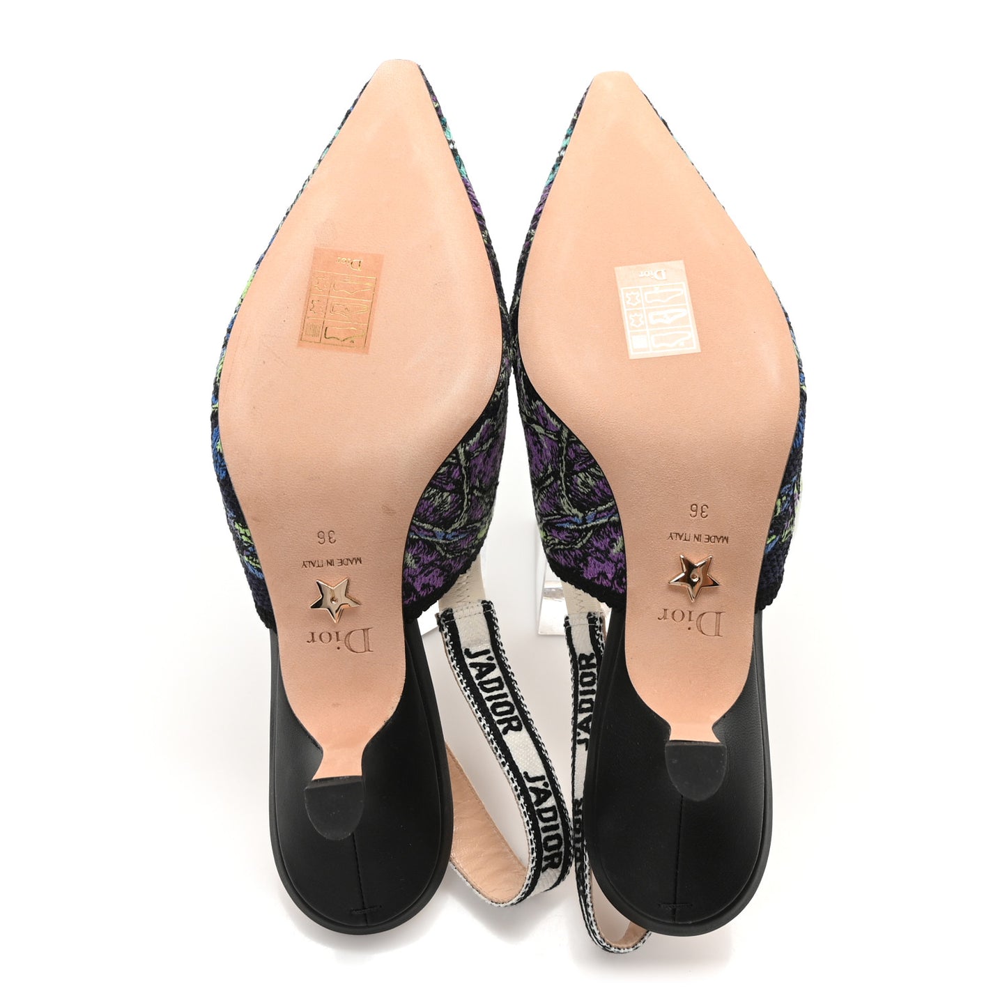Canvas Embroidered Voyage Cotton Ribbon J'Adior Slingback 65mm Pumps 36 Multicolor
