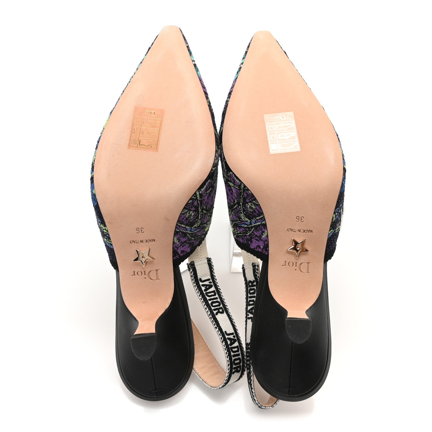 Christian Dior Canvas Embroidered Voyage Cotton Ribbon J'Adior Slingback 65mm Pumps 36 Multicolor 6 of 8