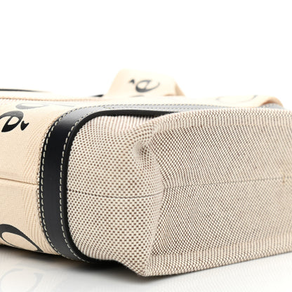 Chloe Cotton Calfskin Small Woody Ribbon Tote With Strap White Navy 11 of 11