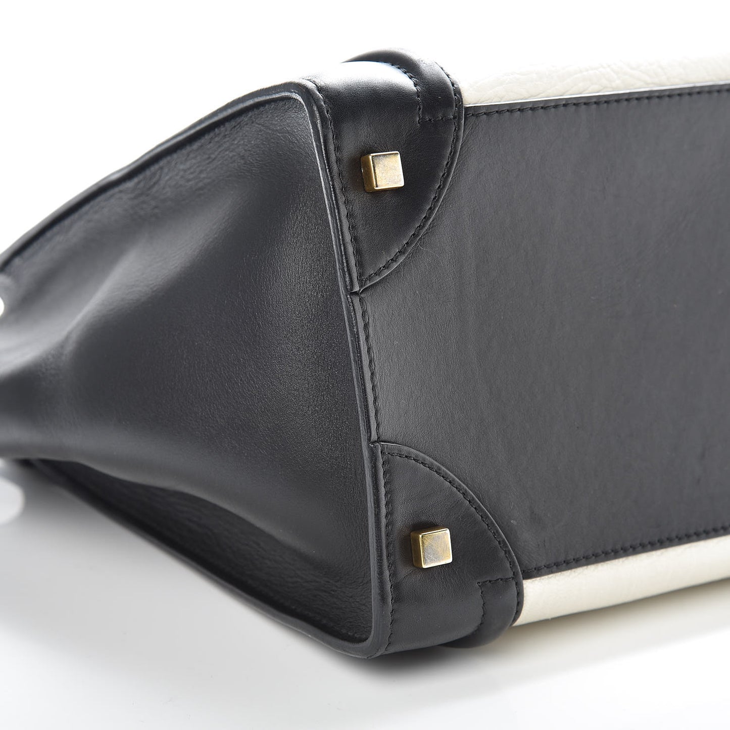 Smooth Calfskin Shrunken Lambskin Mini Bi-Color Luggage Black White