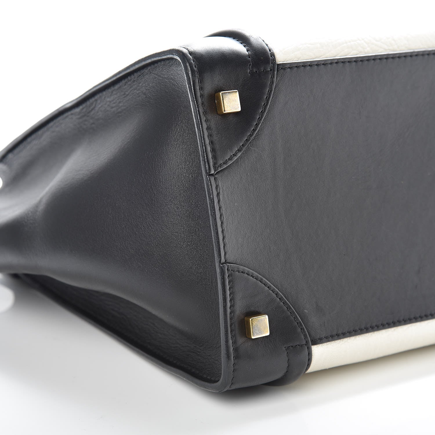 Celine Smooth Calfskin Shrunken Lambskin Mini Bi-Color Luggage Black White 13 of 14