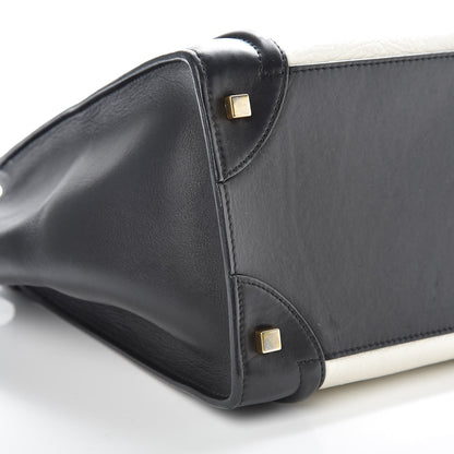 Celine Smooth Calfskin Shrunken Lambskin Mini Bi-Color Luggage Black White 13 of 14