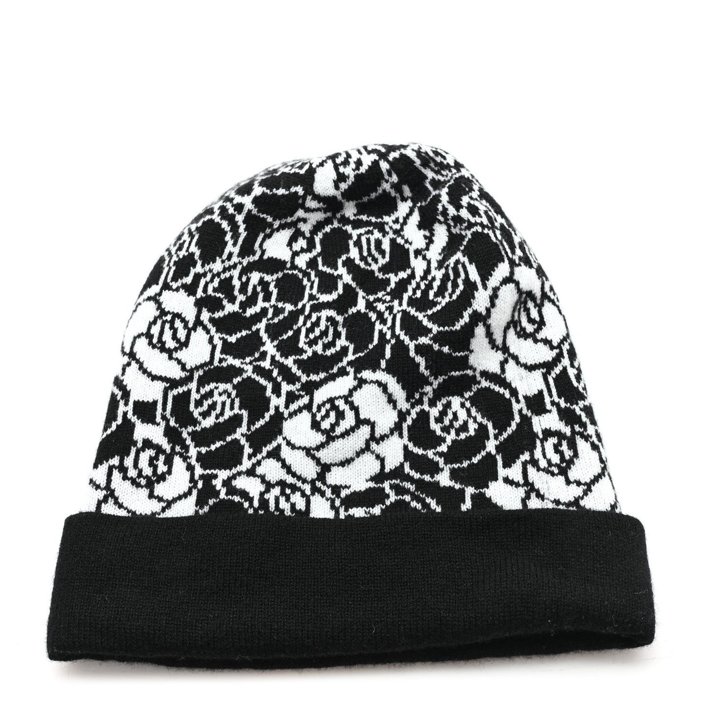 Cashmere CC Camellia Beanie Hat Black White