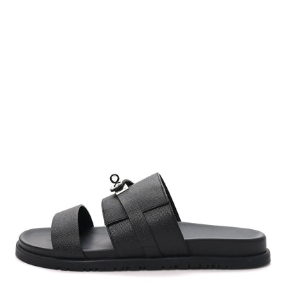 Hermes Epsom Mens Jackson Sandals 45 Black 1 of 9
