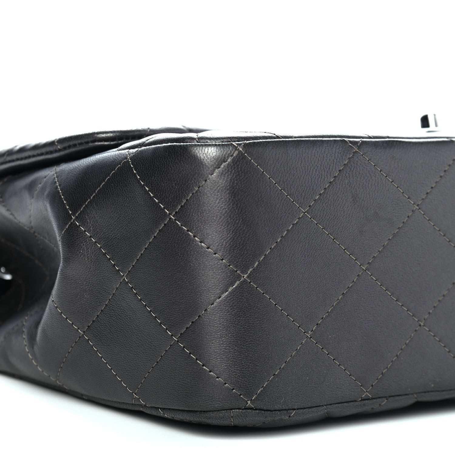 Chanel Metallic Lambskin Quilted Jumbo Single Flap Dark Grey 7 of 8