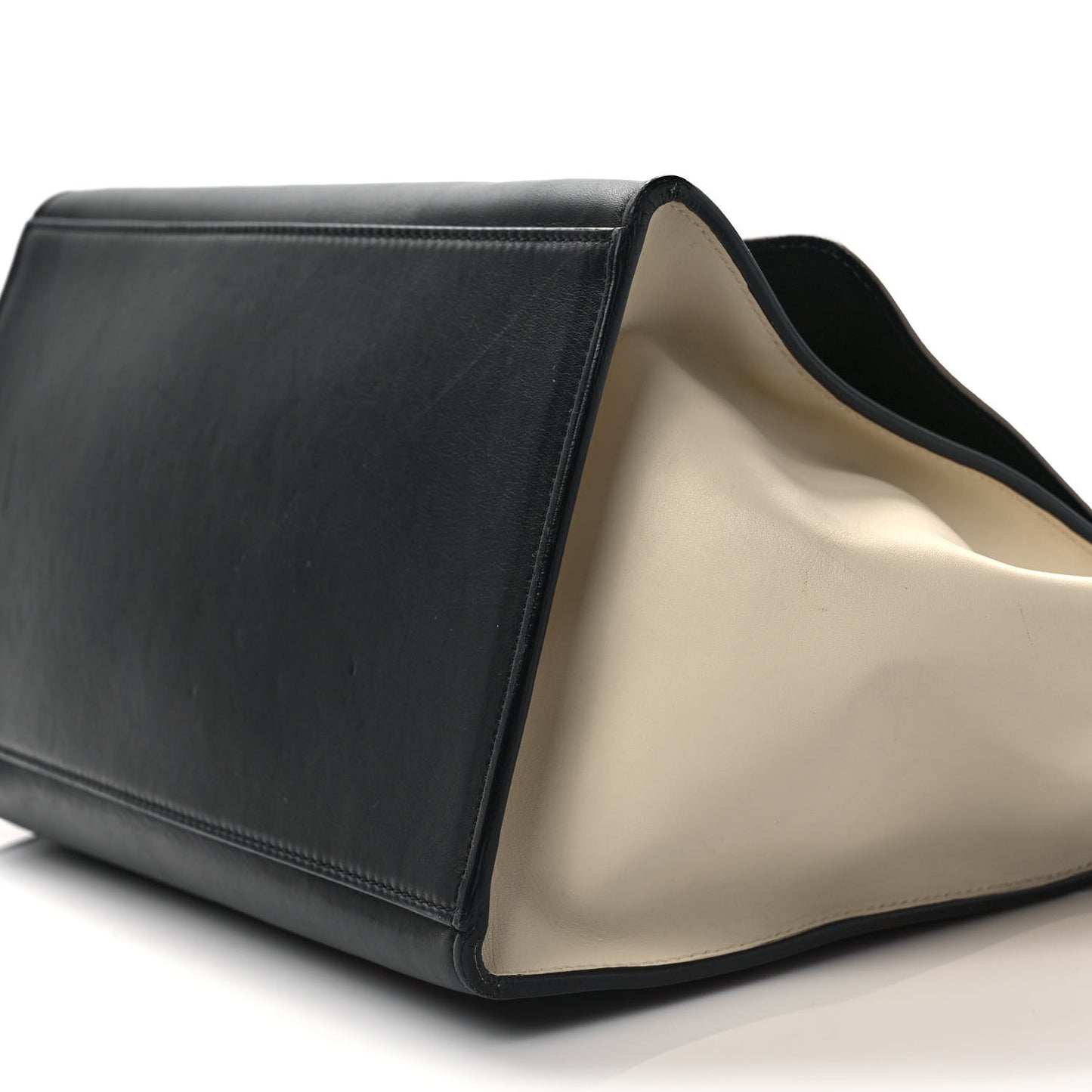 Elephant Calfskin Medium Tri-Color Trapeze Black Beige