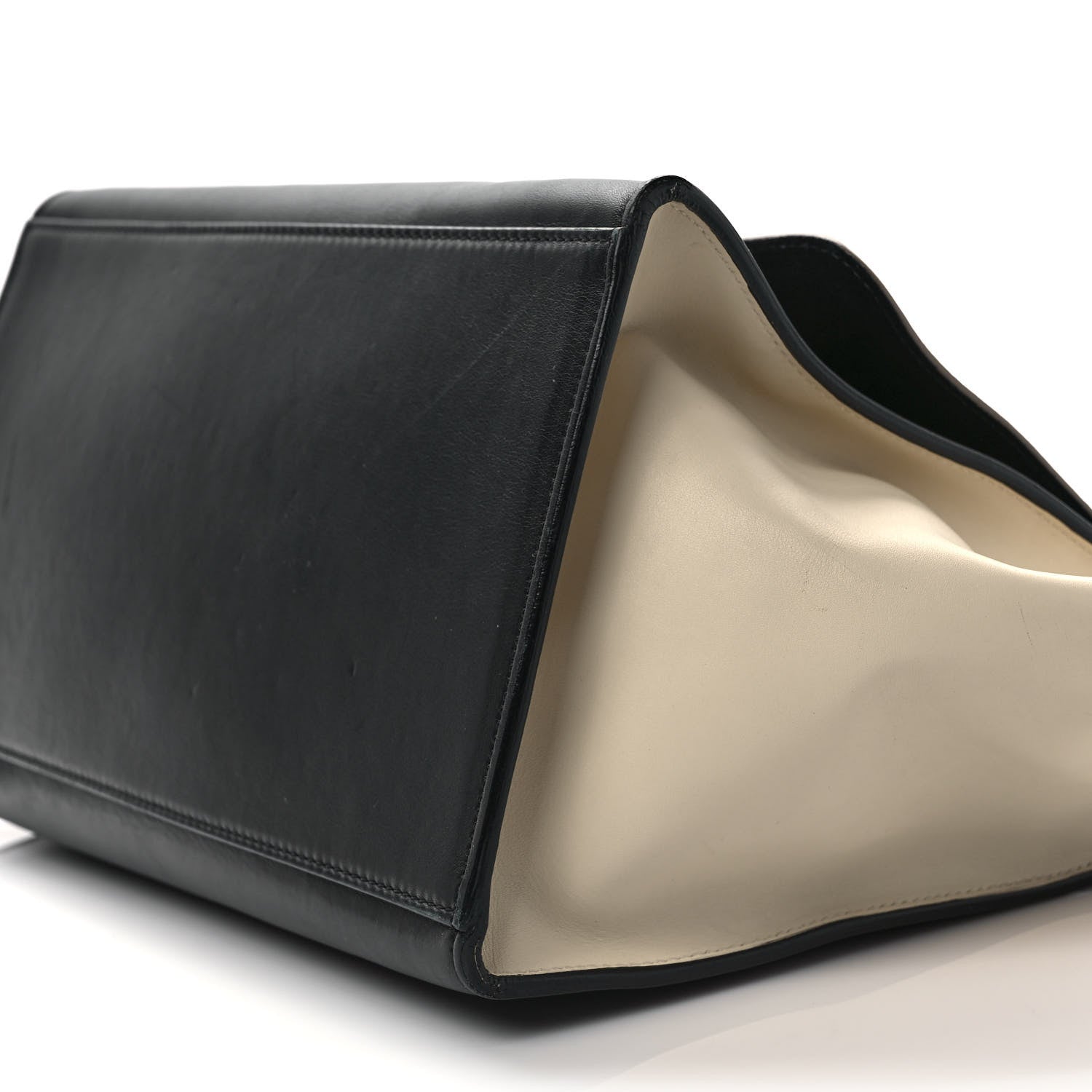 Celine Elephant Calfskin Medium Tri-Color Trapeze Black Beige 9 of 13