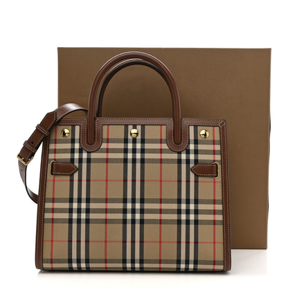 Burberry Calfskin Vintage Check Two Handle Title Bag  Archive Beige 12 of 12