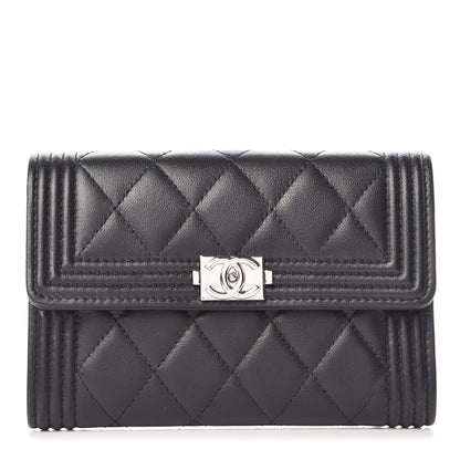 Chanel Calfskin Quilted Small Boy Flap Wallet Black 1 of 9