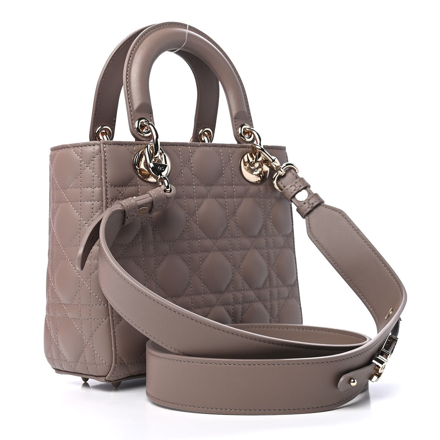 Christian Dior Lambskin Cannage Small My ABCDior Lady Dior Taupe 2 of 9
