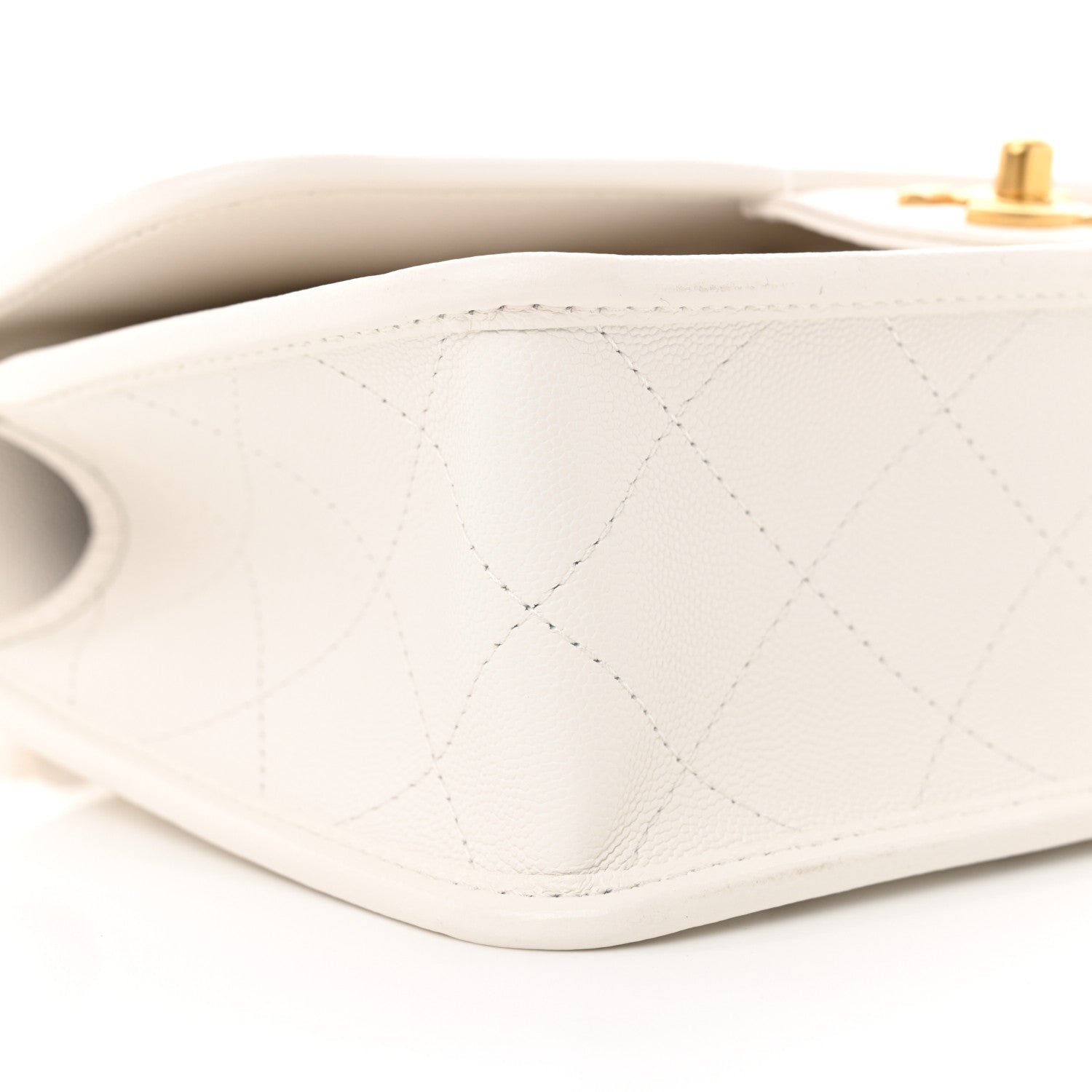 Chanel Caviar Quilted School Memory Small Top Handle Flap White 9 of 10