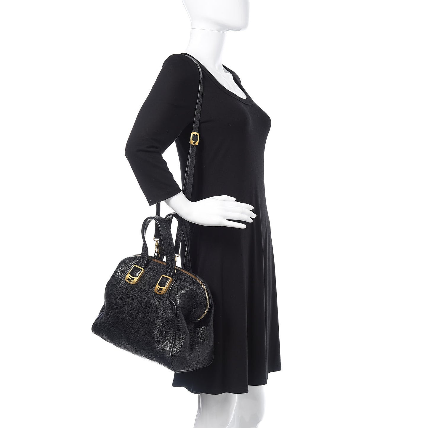 Pebbled Calfskin Small Chameleon Tote Black