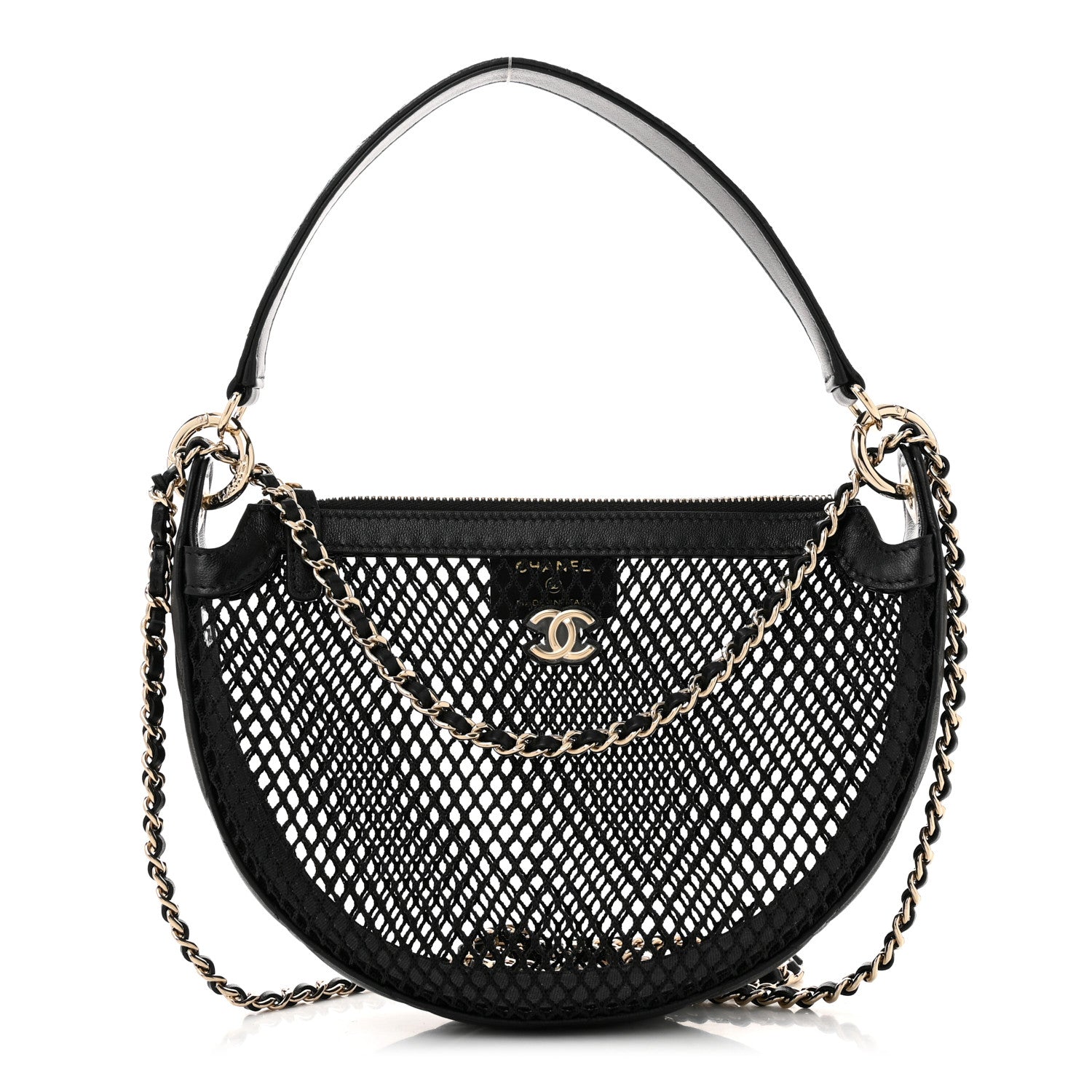Chanel Mesh Shiny Lambskin Chain Hobo Black 1 of 12