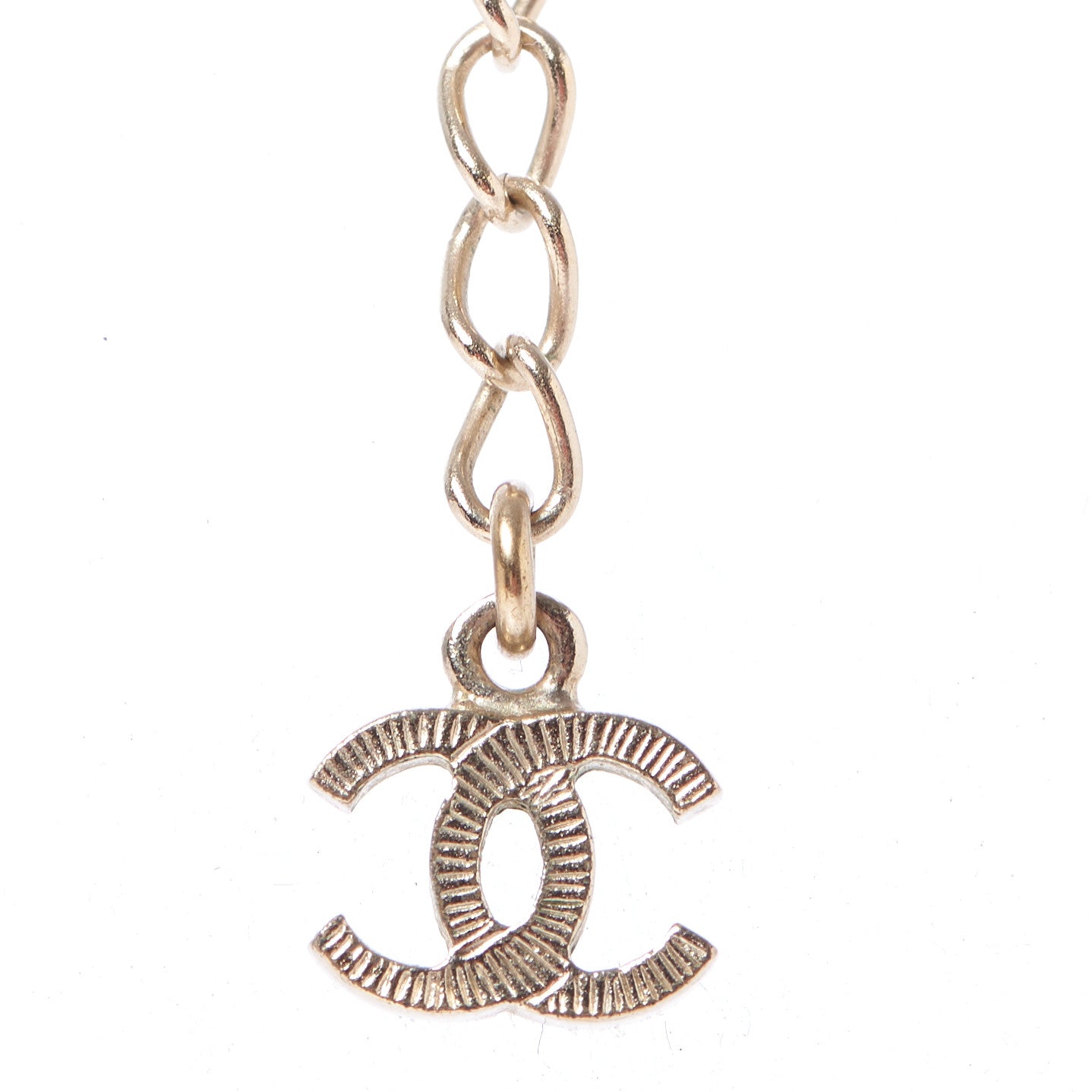 Pearl Baguette Crystal CC Medallion Necklace Gold