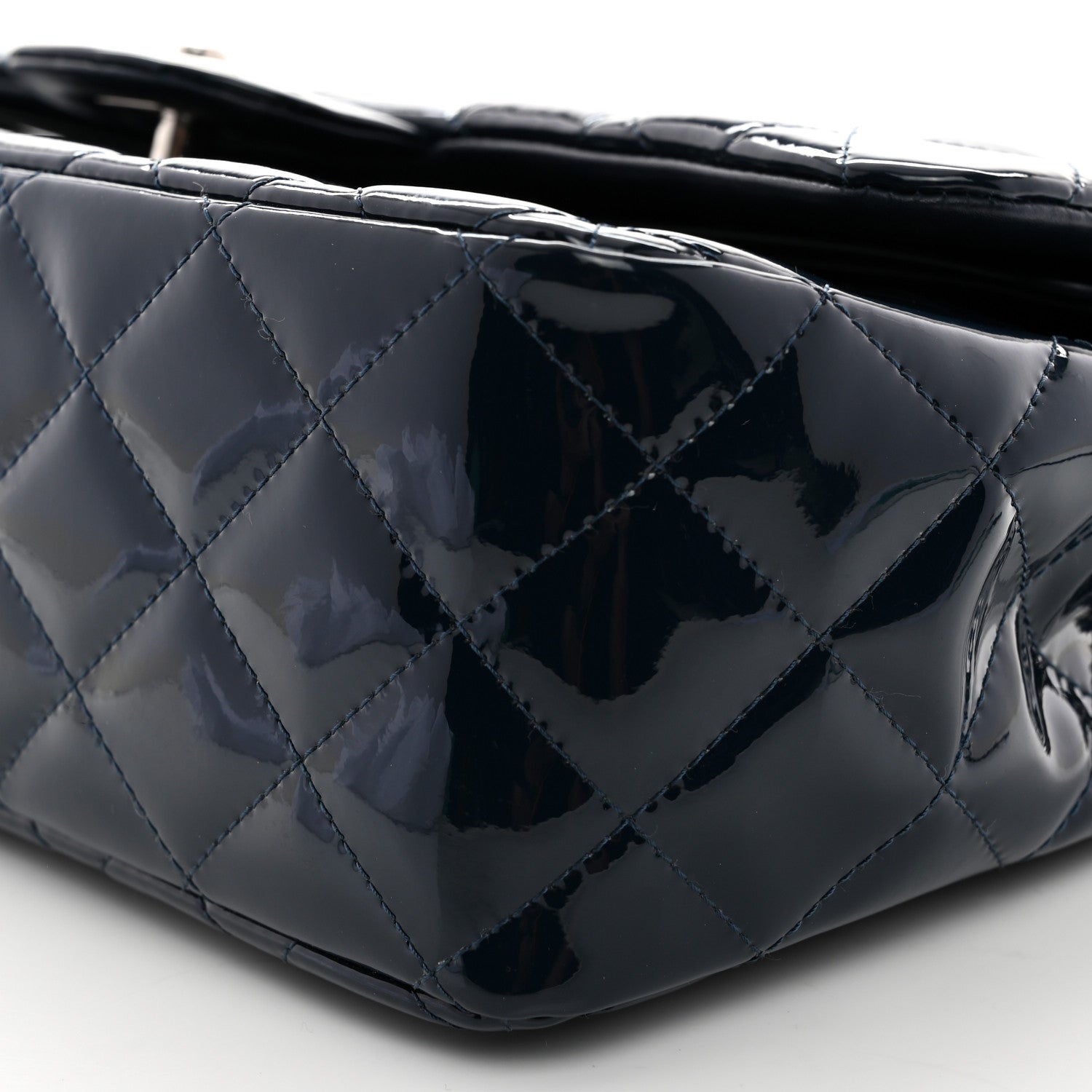 Chanel Patent Quilted Jumbo Double Flap Navy 10 of 11